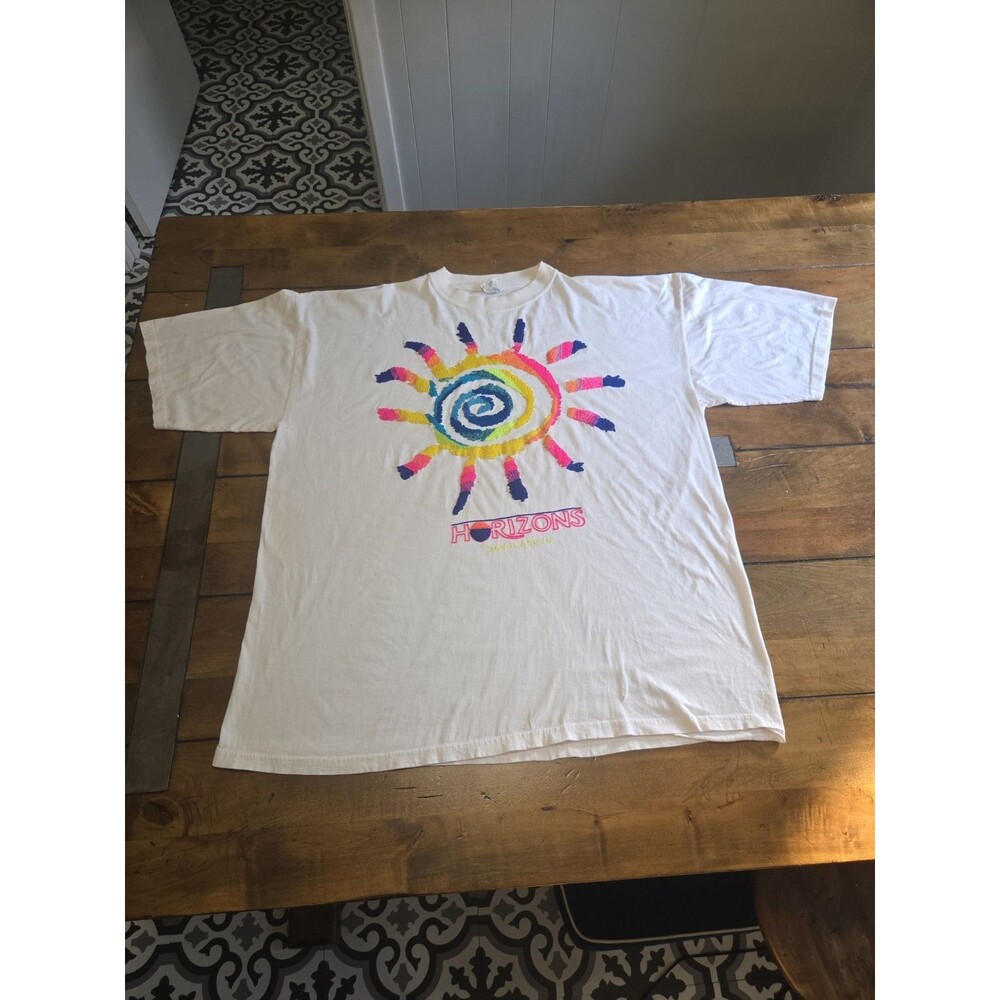 Vintage 90s Horizons Bangladesh T Shirt XL White Jts Classic Tag Sun Embroidered